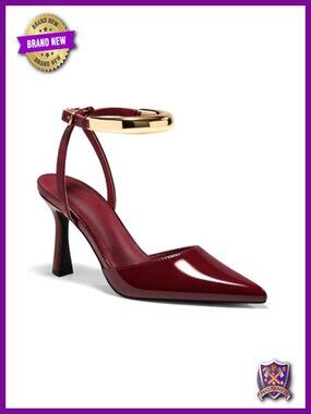 Womens Strappy High Heels Closed Pointed Toe Pumps Ankle Strap Metal Party